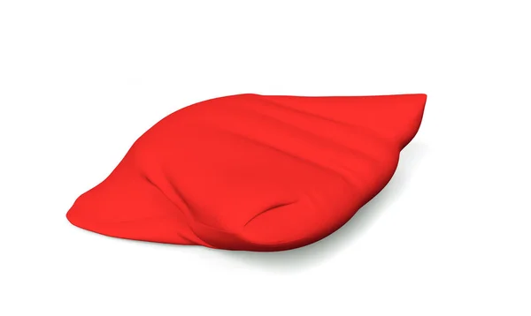 Beyaz Sırtüstü Izole Edilmiş Boyutlu Kırmızı Kadife Yastık — Stok fotoğraf