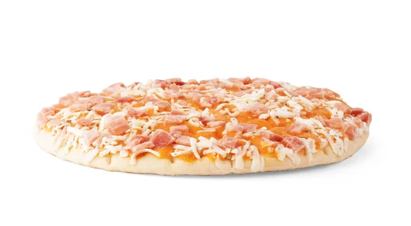 Pizza Salame Piccante Fondo Bianco — Foto Stock