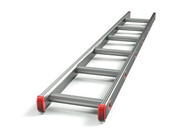 Merdiven beyaz arkaplanda katlandı. 3d oluşturma