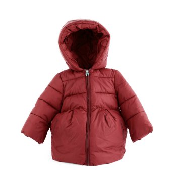 Beyaz arka planda kadın kışlık ceketi