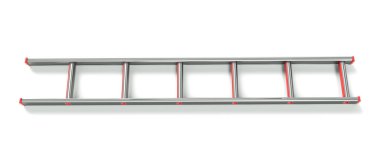 Merdiven beyaz arkaplanda katlandı. 3d oluşturma