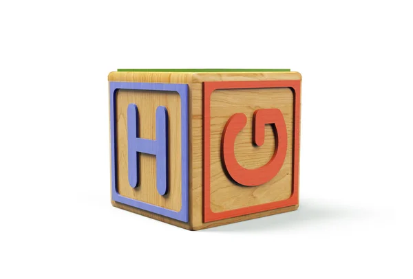 Rendu Alphabet Blocs Enfants Cube Sur Fond Blanc — Photo