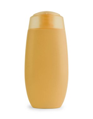 Beyaz bir şişede izole edilmiş plastik şişe. 