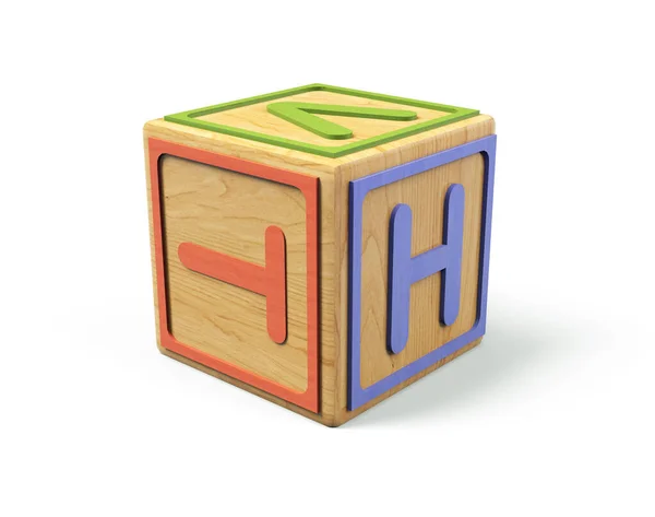 Rendu Alphabet Blocs Enfants Cube Sur Fond Blanc — Photo