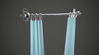 Perdeler izole edildi. Beyaz üzerine 3B görüntüleme