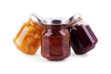 Reçel kavanozları beyaz arkaplanda izole