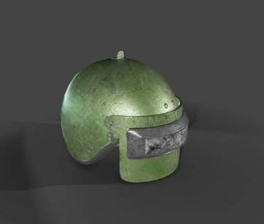 Eski Askeri Miğfer Beyaz 3D görüntüde izole edildi