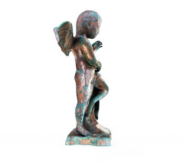 Eros 'un beyaz arka planda izole edilmiş Liri çalarkenki 3 boyutlu canlandırması.