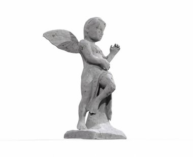 Eros 'un beyaz arka planda izole edilmiş Liri çalarkenki 3 boyutlu canlandırması.