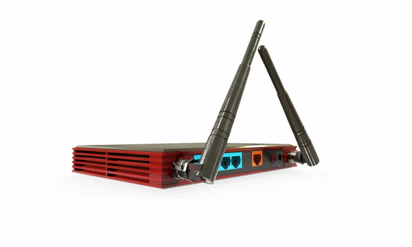 Draadloze Router Geïsoleerd Witte Achtergrond Render — Stockfoto