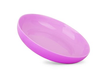 Beyaz arkaplanda izole edilmiş boş yuvarlak tabak