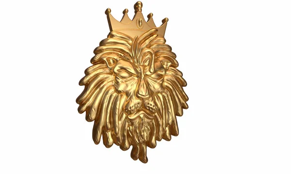 Γλυπτική Golden Lion Head Απομονωμένη Απόδοση — Φωτογραφία Αρχείου