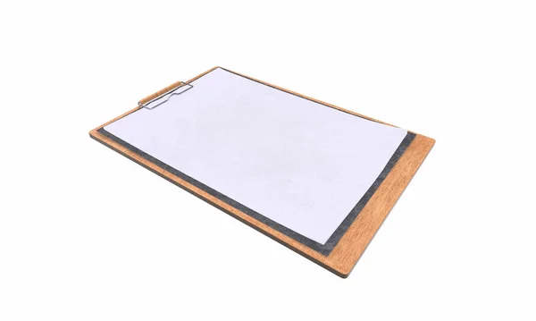 Lista Papel Branco Tablet Preto Mesa Escritório Madeira Com Teclado — Fotografia de Stock