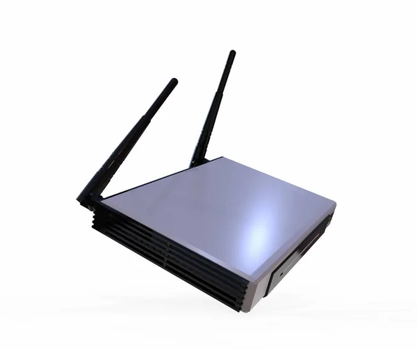 Router Wireless Isolato Sfondo Bianco Rendering — Foto Stock