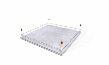 Büyük sarı yay kaydırağı olan çocuklar için modern ahşap oyun alanı. Beyaz arka planda gölgesi olan 3D çizim.