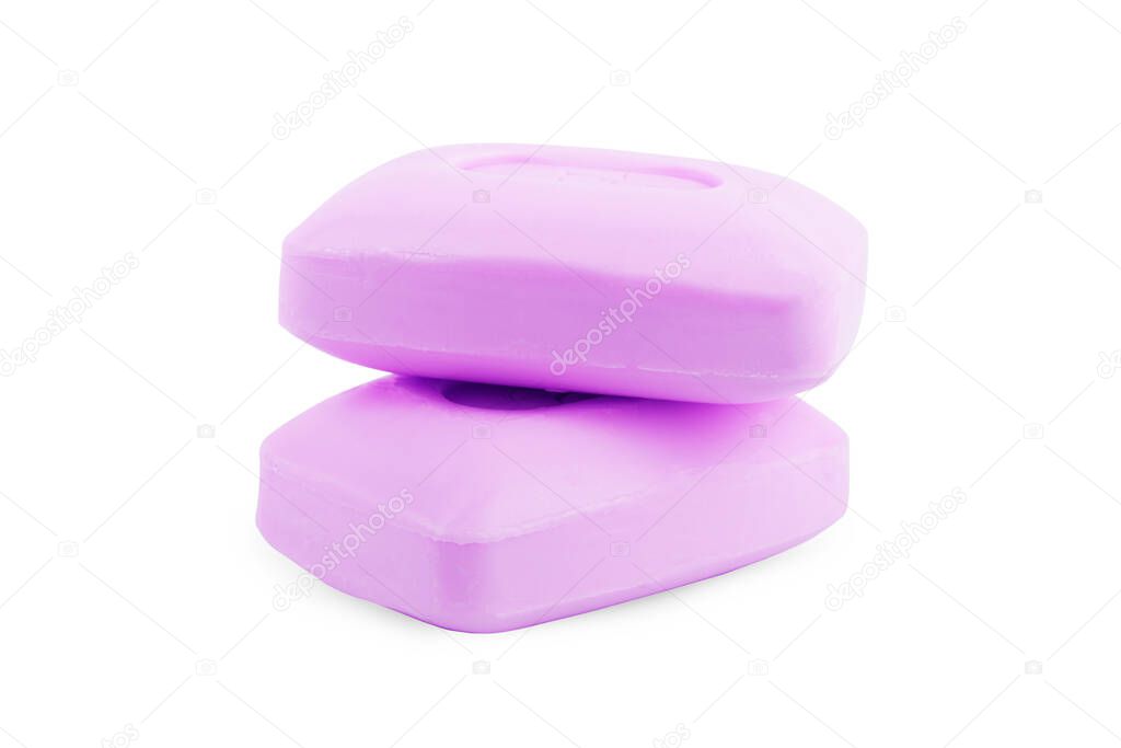 Pieces of soap isolated on white background.