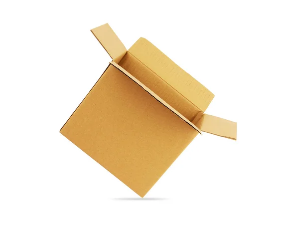 Brązowe Pudełko Kartonowe Izolowane Białym Tle Ścieżką Wycinania Nadaje Się — Zdjęcie stockowe