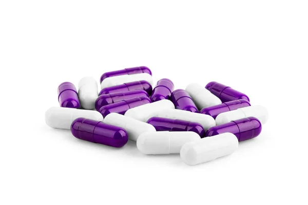 Tabletták Egy Tabletta Palack Fehér Háttér — Stock Fotó