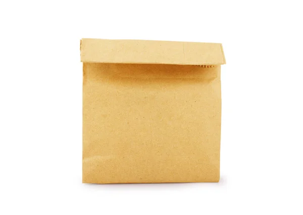 Коричневый Шаблон Упаковки Бумажный Мешок Стежком Шитья Изолированы Белом Фоне — стоковое фото