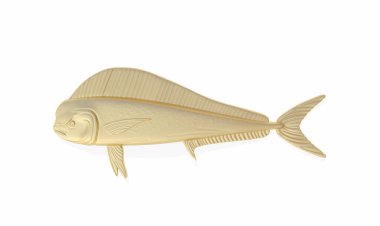 Büyük ağızlı morina balığı yukarı doğru 3D pozu veriyor.