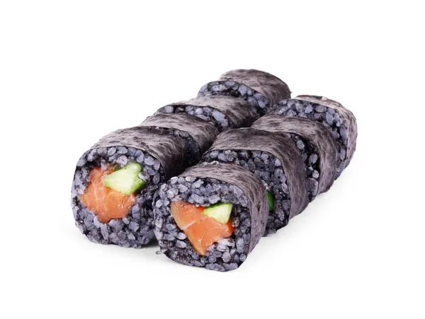 Comer Sushi Con Palillos Sushi Roll Comida Japonesa Restaurante Aislado —  Fotos de Stock