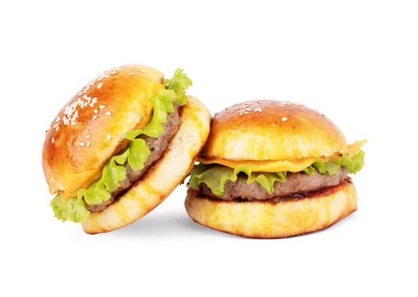 Fresh Tasty Burger Isolated White Background — Stock Photo, Image