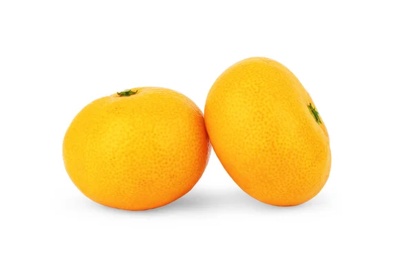 Mandarinen Oder Clementinen Mit Grünem Blatt Auf Weißem Hintergrund — Stockfoto