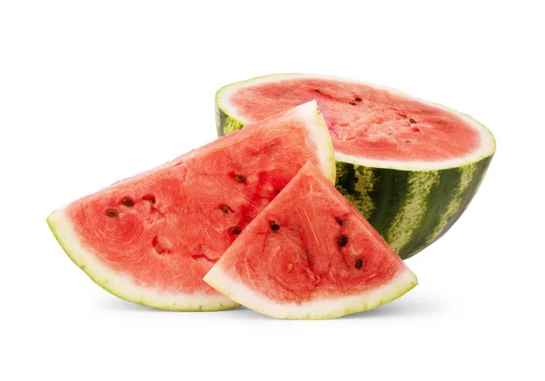 Whole Half Watermelon Isolated White Background — Stock Photo, Image