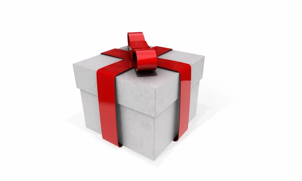 白色礼品盒 白色背景 妇女与节假日概念 3D渲染 — 图库照片#
