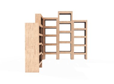 Kütüphane kitaplığı konsepti 3D biçiminde kitaplıklar