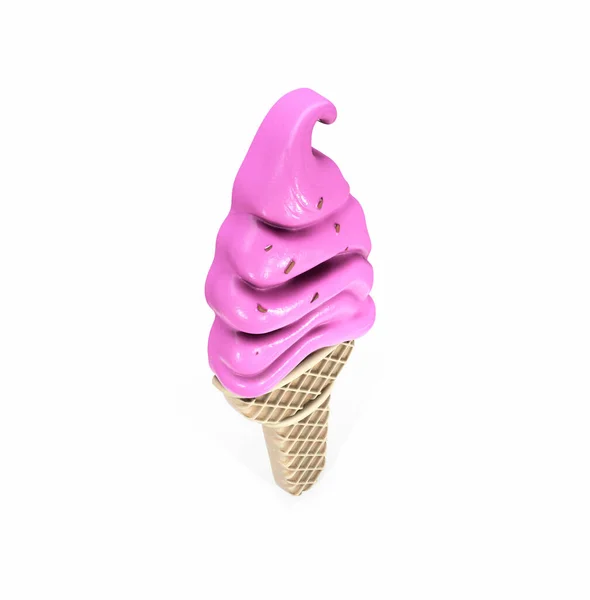 Sorvete Amora Delicioso Altamente Detalhado Cone Waffle Isolado Fundo Branco — Fotografia de Stock