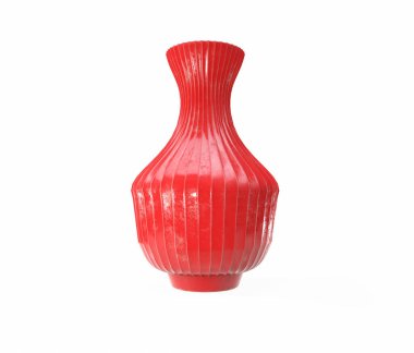 Porselen Beyaz Dekor Vazoları. Gri arkaplanda 3B Rending Studio Render.