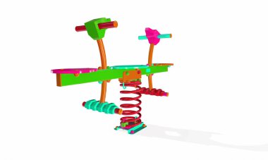 Çift çocuk salıncak 3D görüntüleme beyaz arkaplan izole