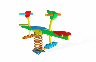 Çift çocuk salıncak 3D görüntüleme beyaz arkaplan izole