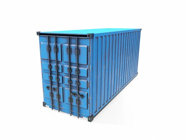 Shipping Container Podium Sky Blue Pastel Composition Modern Stage Display — Stock Photo, Image