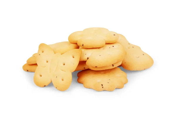 Torra Kex Cookies Isolerade Vit Bakgrund Begreppet Mat — Stockfoto