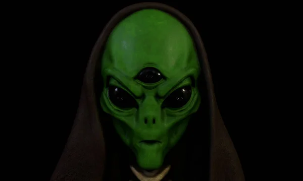 Portrait Extraterrestre Mâle Alien Sur Fond Rendu — Photo