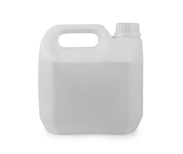 Biały Plastikowy Bęben Transportu Chemikaliów Środków Czyszczących — Zdjęcie stockowe