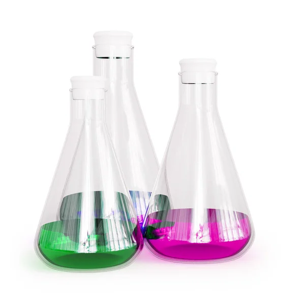 Rendering Test Tubes Colourful Liquid White Background — Stock Photo, Image