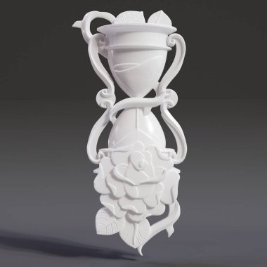 3 boyutlu görüntüleme. Kum saati, sarı arka planda kum saati. Zaman kavramı.