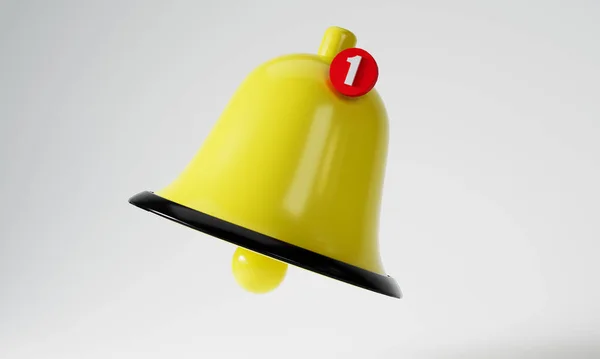 Powiadomienie Alarmie Ikony Dzwonka Alarm Żółtym Tle Przypomnieniem Smartfona Renderowanie — Zdjęcie stockowe