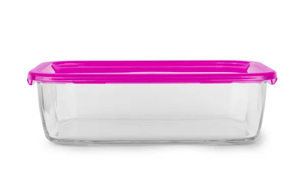 Großaufnahme Von Glas Lebensmittelbehältern Isoliert Auf Weißem Hintergrund — Stockfoto