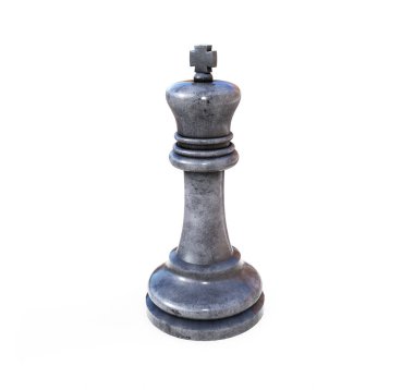 Beyaz arka planda satranç kraliçesi. 3d hazırlayıcı