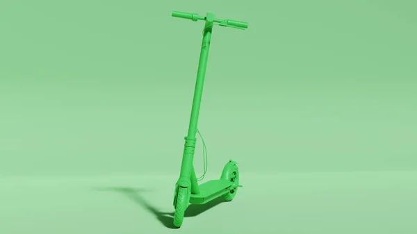 Одноцветный Студия Зеленого Спортивного Оборудования Скутер Зеленом Фоне Твердый Фон — стоковое фото