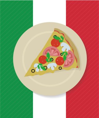 Vektör pizza dilimi plaka üzerinde