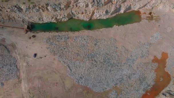 Aerial drone view of career in Europe, crushed stone quarry at summer sunny day — Stock Footage Aerial drone view of career in Europe, crushed stone quarry at summer sunny day Stock Footage