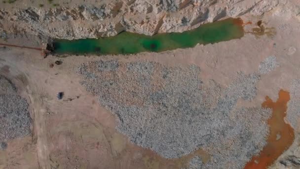 Aerial drone view of career in Europe, crushed stone quarry at summer sunny day — Stock Video