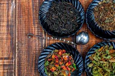 Plakalar üzerinde çay çeşitleri