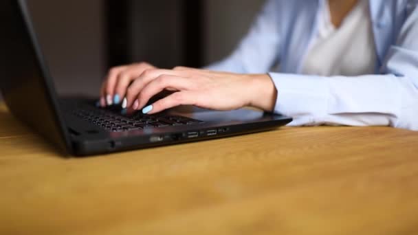 Movimento Lento Mãos Femininas Empresárias Irreconhecíveis Usando Digitação Teclado Notebook — Vídeo de Stock