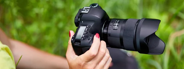 Fotógrafa Empaca Saca Mochila Cámara Electrodomésticos Bolsa Para Fotografía Vista — Foto de Stock